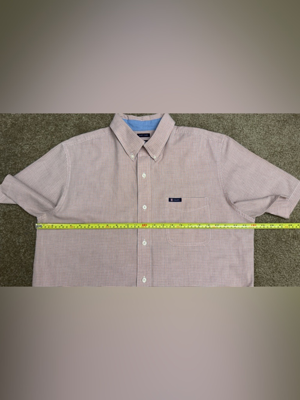 Chaps SS Button-Down Shirt - orange/blue/white with front pocket size L - Picture 4 of 5